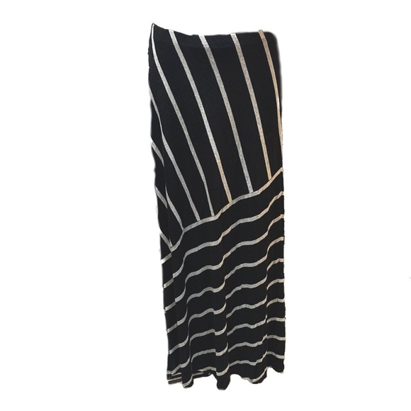 MATTY M STRIPED BLACK/GREY JERSEY MAXI SKIRT SZ XS